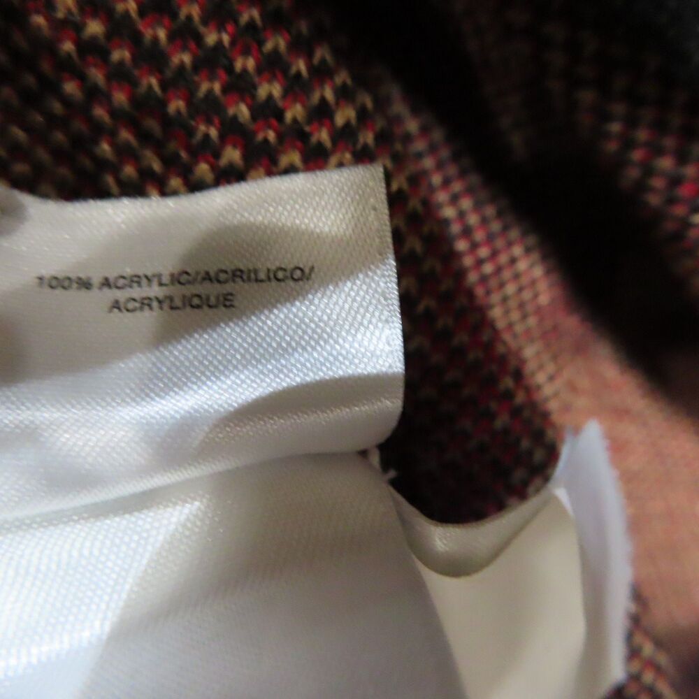 Anne Klein Camel Sleeved Poncho Sweater Cardigan Small Brown Plaid NEW w FLAW - Picture 10 of 11